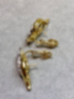 Thumbnail: Vintage 90’s 18K Yellow Gold Pave Diamond Long Ribbon Huggie Earrings F Vs