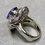 Thumbnail: Vintage Platinum Cushion Sapphire Baguette Diamond Cocktail Ring GIA No Heat