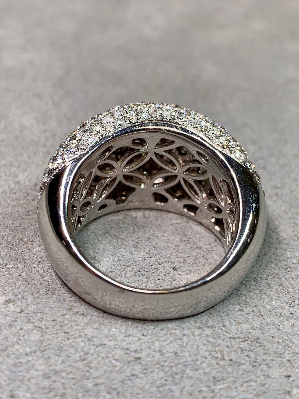 Thumbnail: Estate French 18K Pave Diamond Dome Cocktail Ring 5.20cttw G Vs Size 7.25