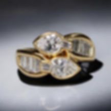 Estate 18K Pear & Baguette Diamond Bypass Cocktail Ring 2.50ctw