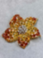Thumbnail: Estate 18K Fancy Rose Cut Diamond & Sapphire Large Floral Brooch 39ctw