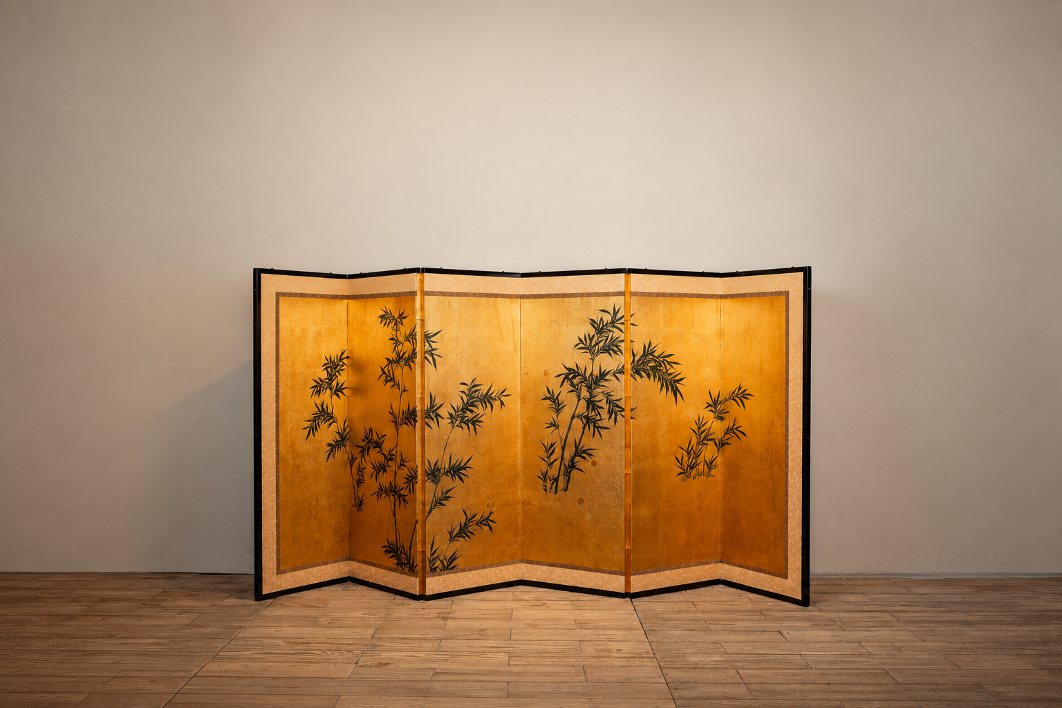20th Century Japanese Folding Screen of Bamboo Groves