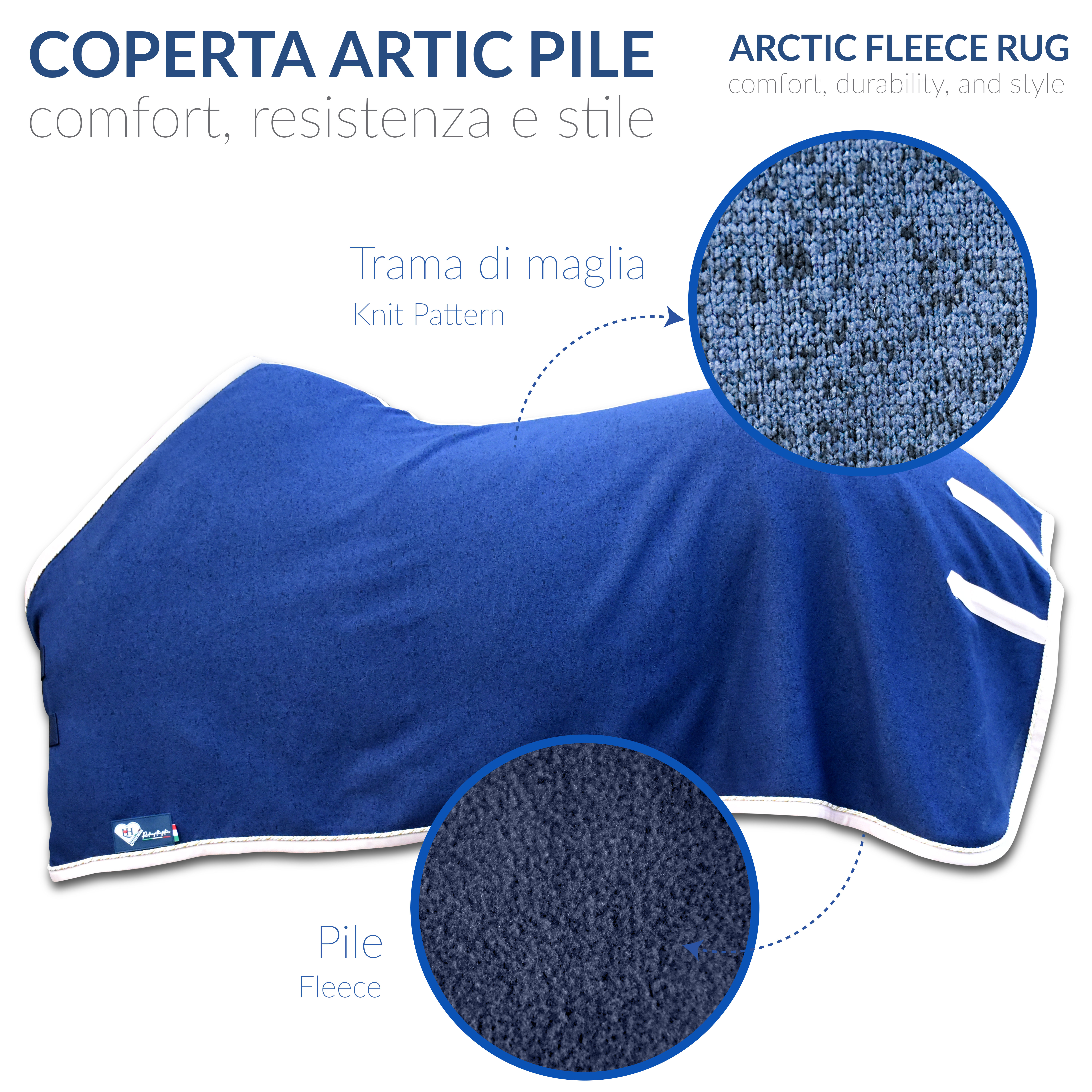 Coperta da passeggio in ARCTIC PILE, tessuto esterno e pile interno colore blu