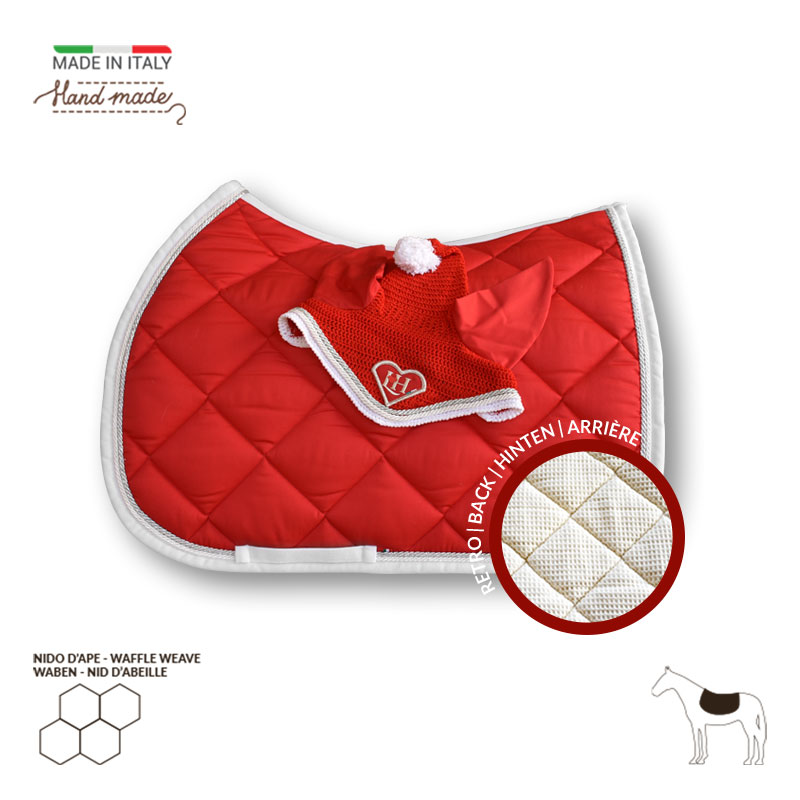 Sottosella e cuffietta Natalizi rossi con il bordo bianco