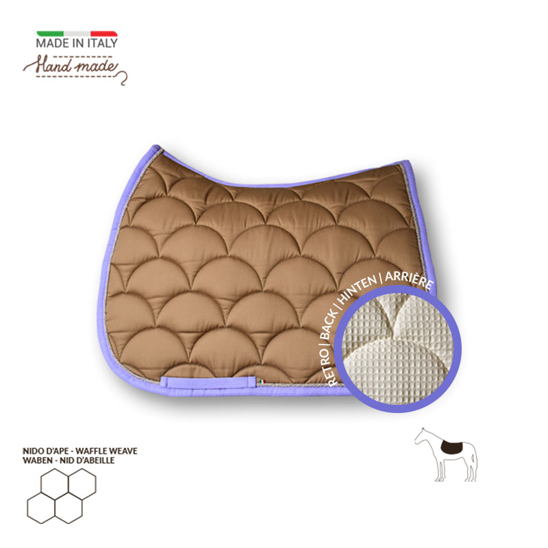 Sottosella LoveHorses trapuntato "lunette" traspirante colore  cammello