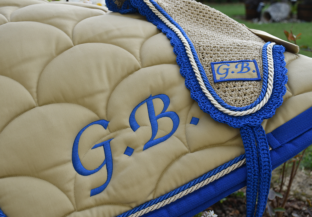 Sottosella LoveHorses trapuntato "lunette" traspirante colore beige