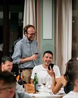 Alcuni momenti della cena didattica con i collaboratori dell'Enoteca Regionale del Barbaresco