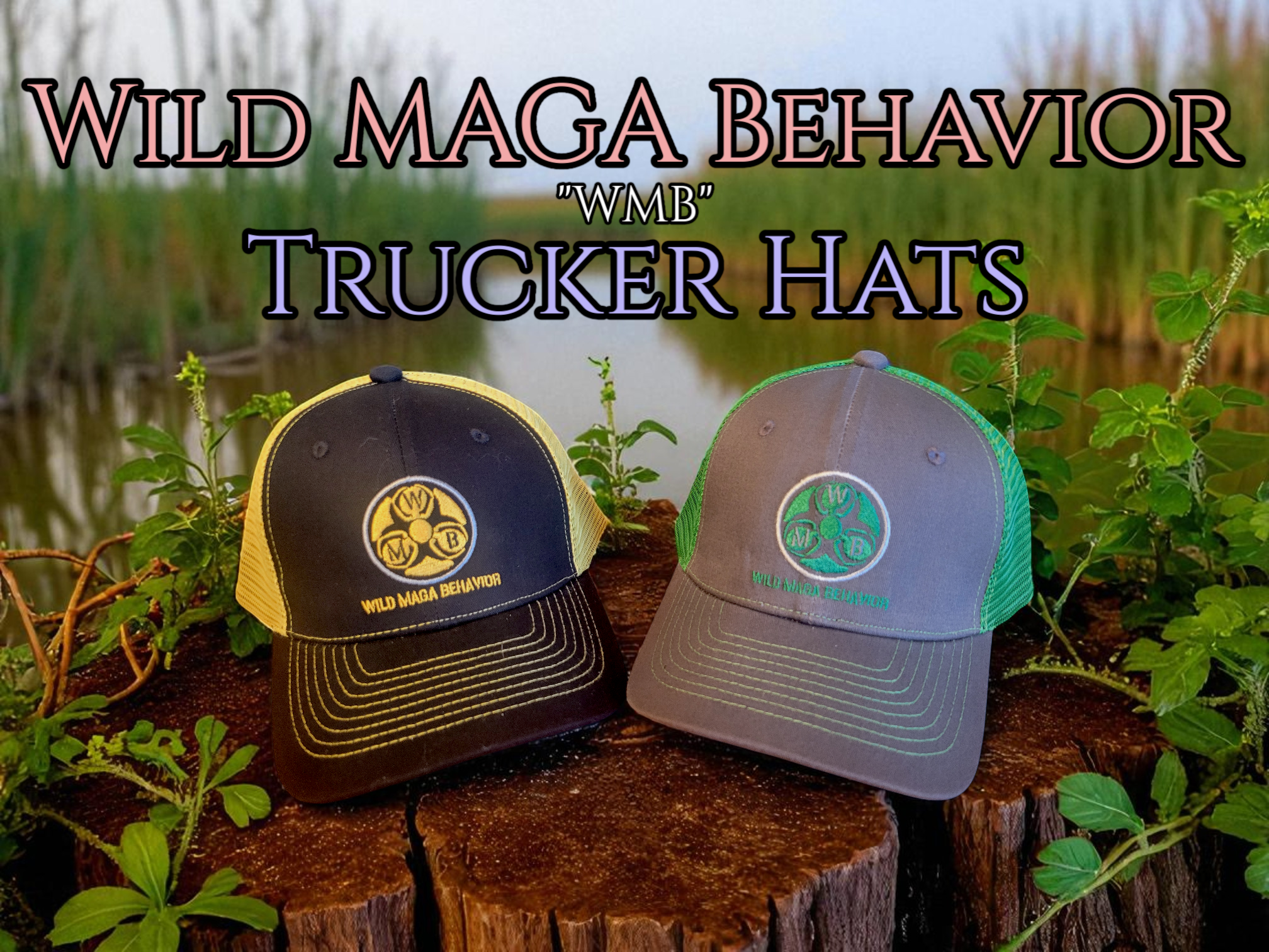 Two Trucker Hats Front View