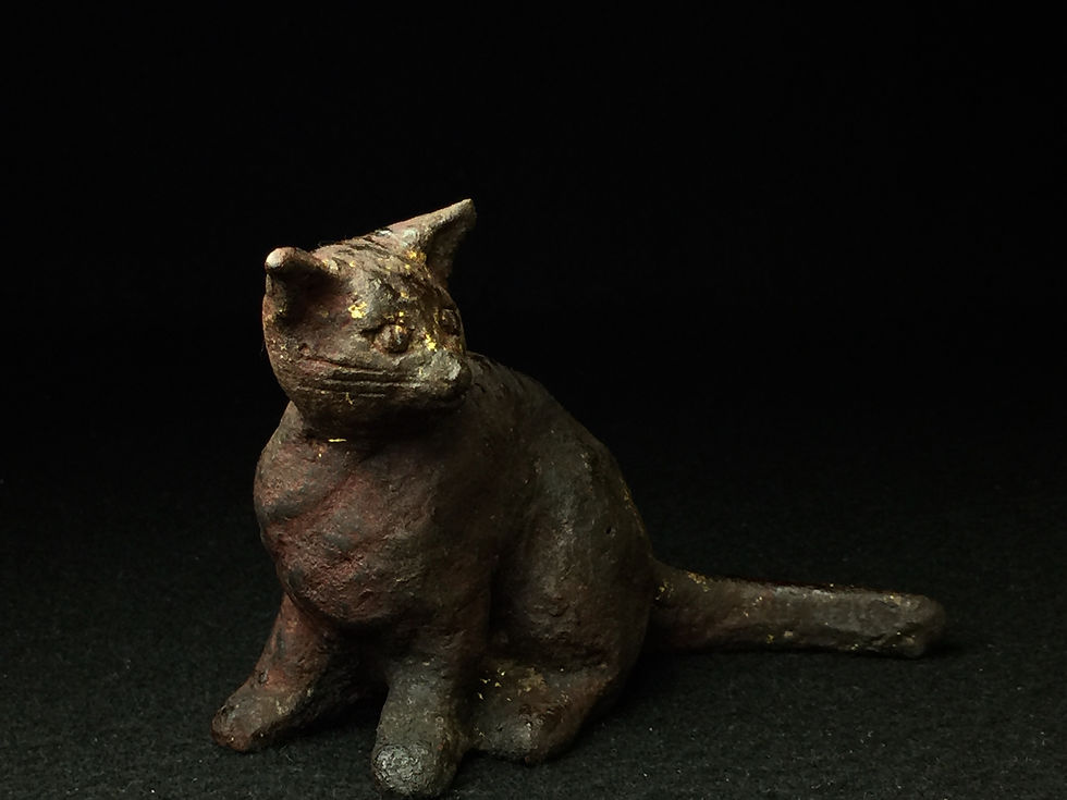彩漆陶彫　猫