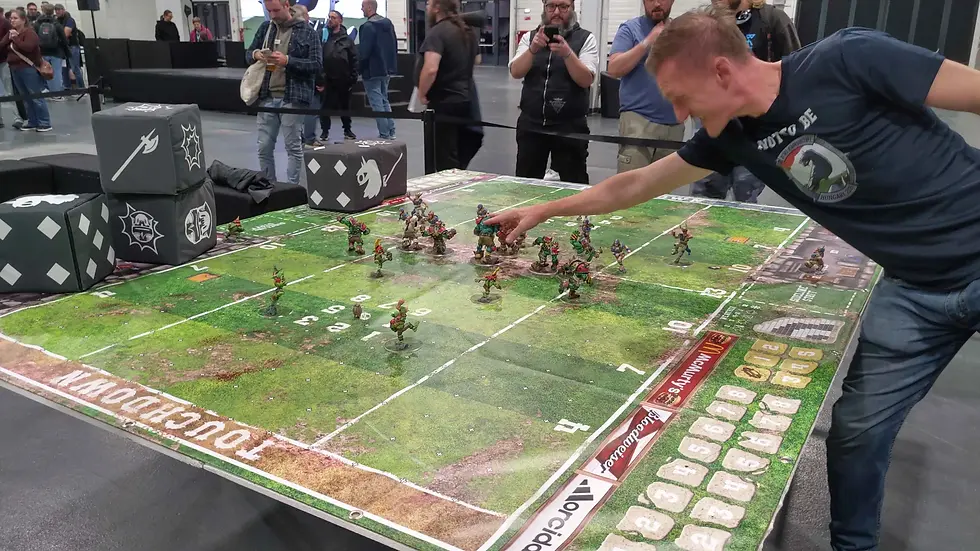 The Hungarian hosts break a world record for the largest game of Blood Bowl - shenanigans in between rounds! Photo Credit: Jopotzuki
