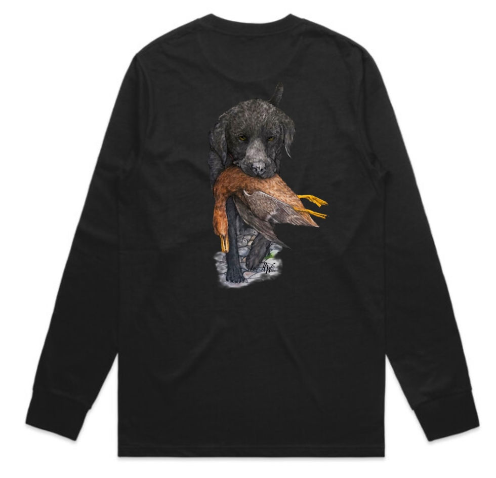 Black Lab Carrying Mallard Long Sleeve