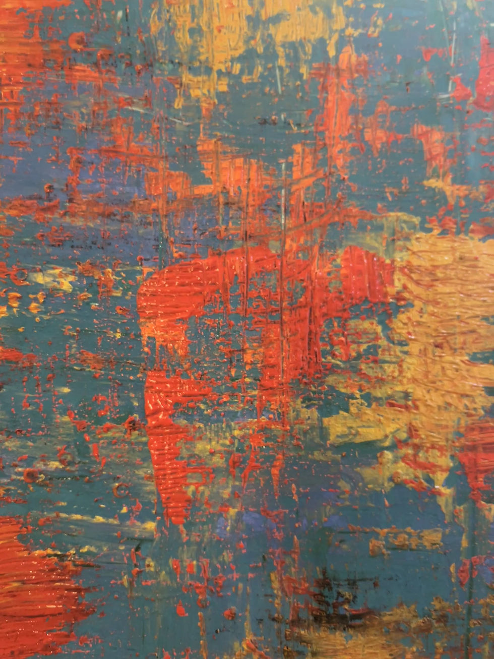 Miniaturbild: AWAKE - abstraktes Mixed-Media-Original in Türkis, Rot, Orange und Gelb von Beatrice Degenhart