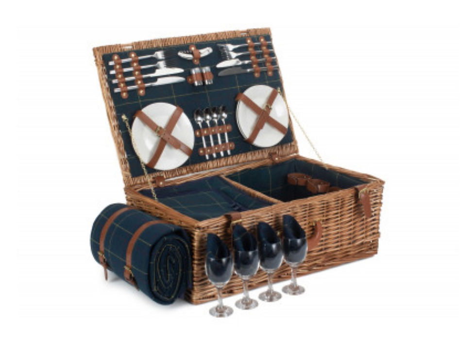 Thumbnail: picnic basket with plates and glasses