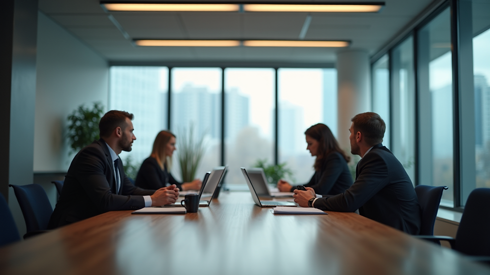 Eye-level view of a business meeting in a modern office in Lviv
