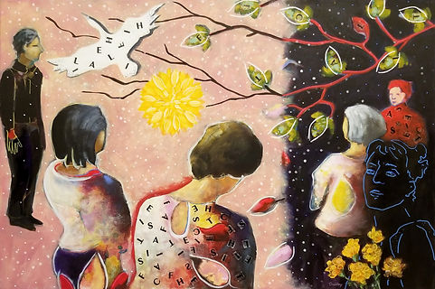 Cempasuchil memoriam, 24 x 36 pouces, acrylique sur toile, 2021, Sandra Tremblay.jpg