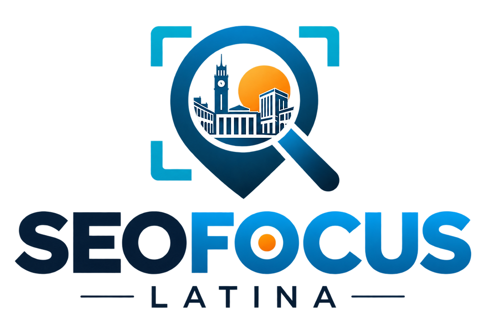 Logo SEOFOCUS LATINA con Skyline al Tramonto.png