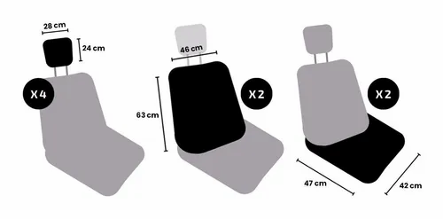 Miniatura: Cubre Asientos Momo Black And Grey (Juego Completo)