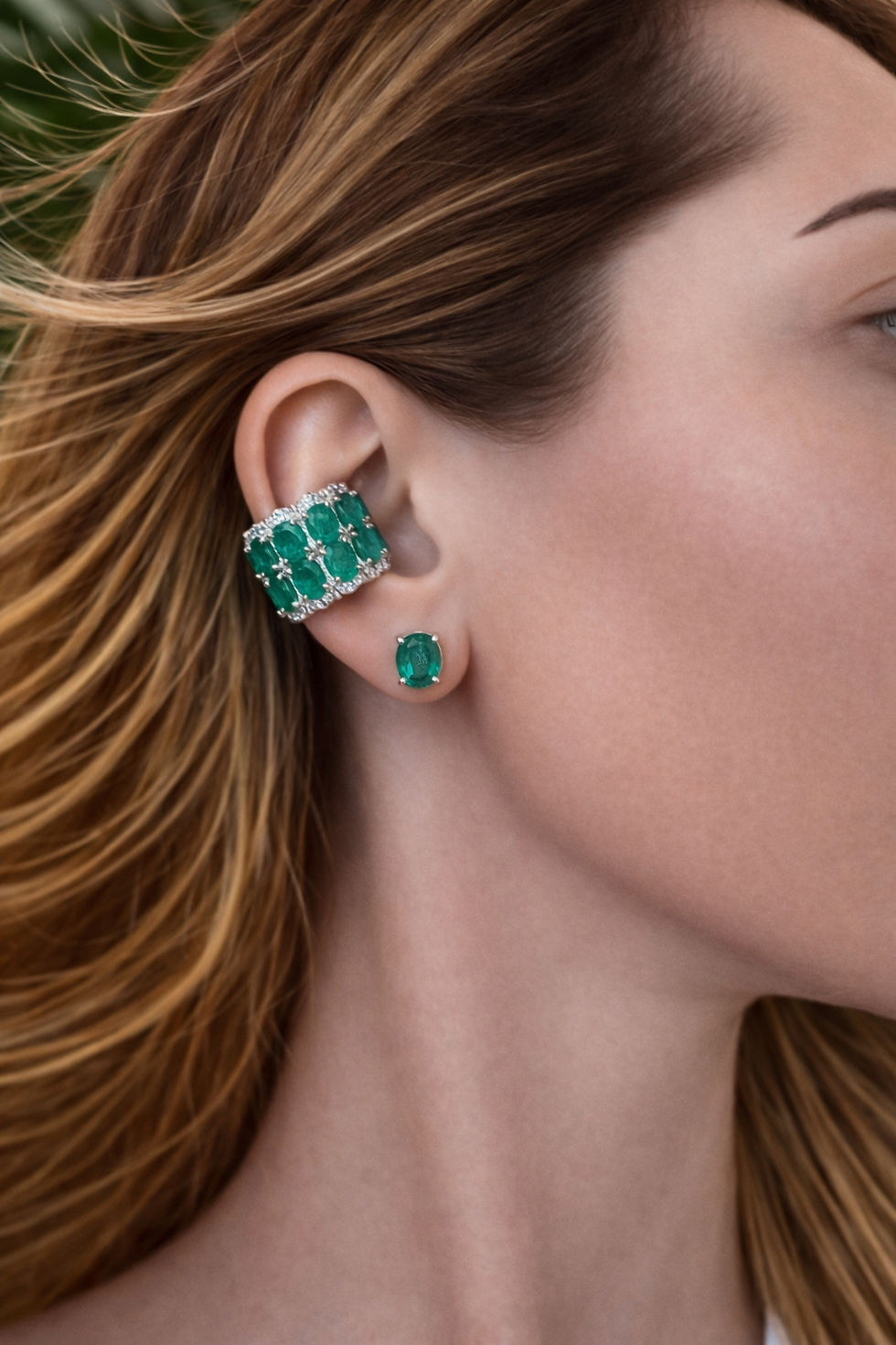 Miniatura: Brinco oval Esmeralda 