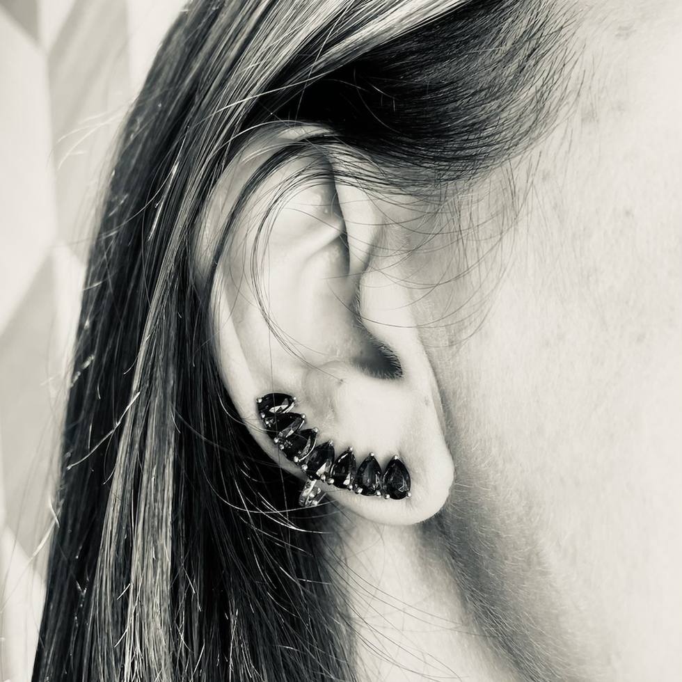Earcuff Earrings of Kyanite Drops
