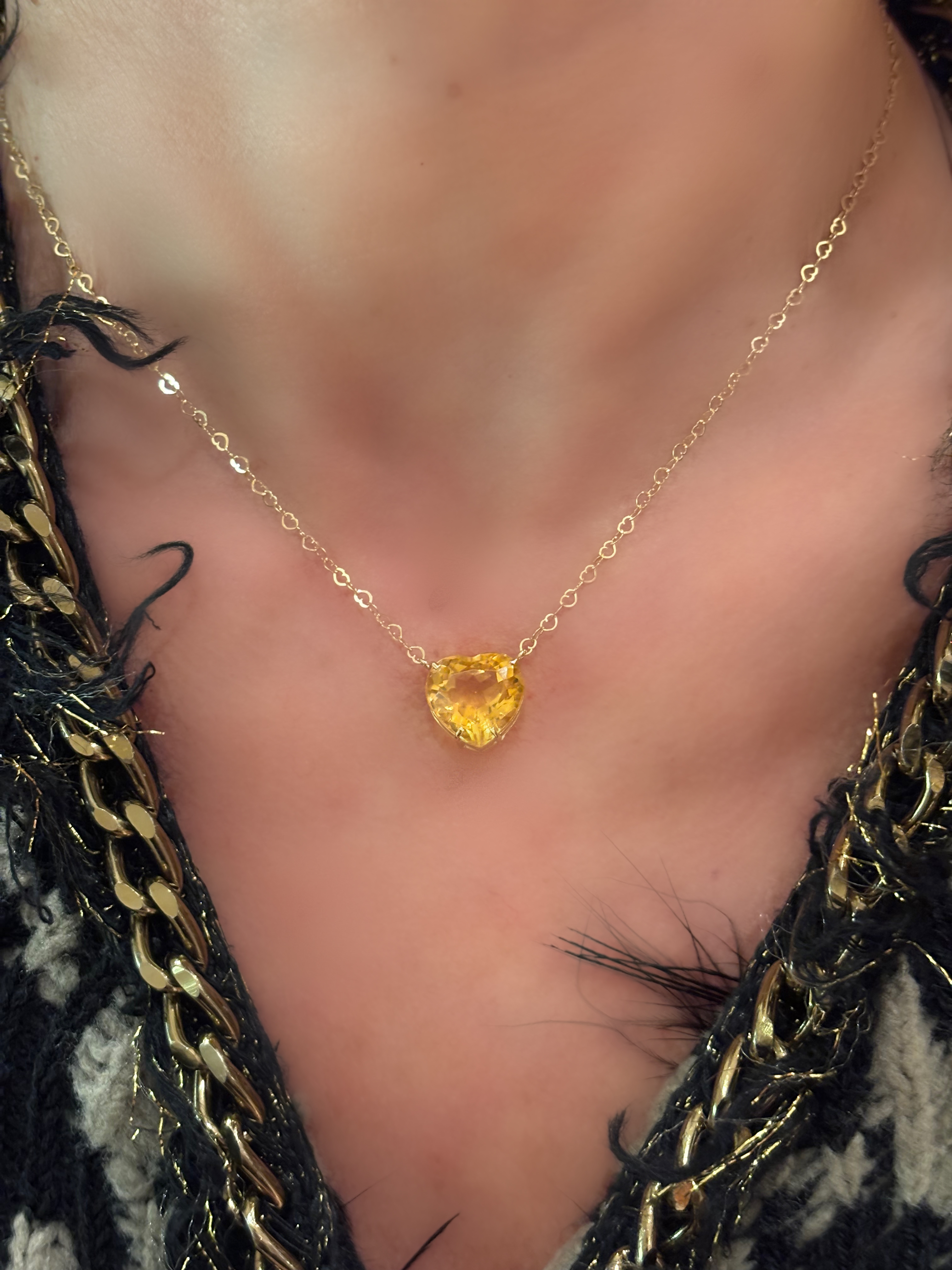 Colar coração Citrino