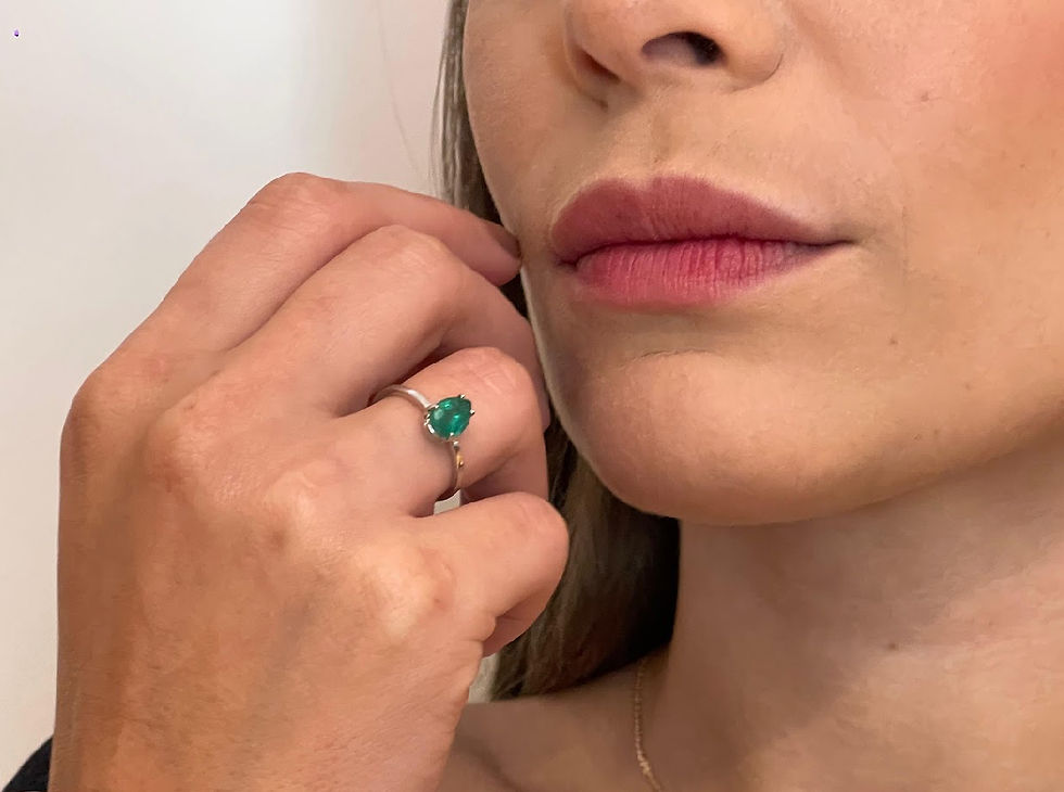 Miniatura: Anel gota Esmeralda 