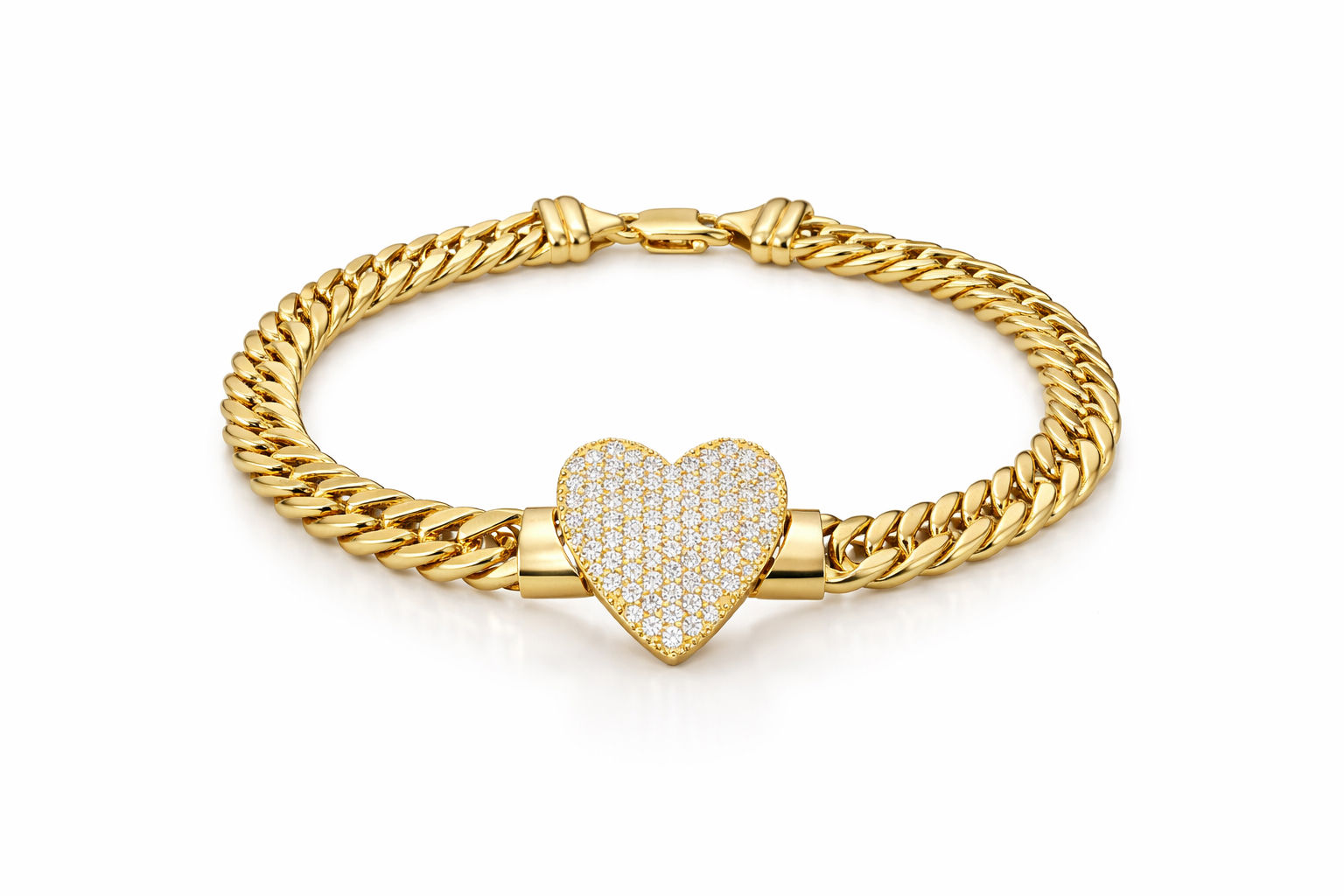 Pulseira coração brilhantes