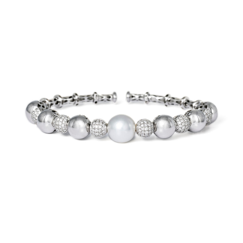 White Gold Bracelet with Pearl and Diamonds