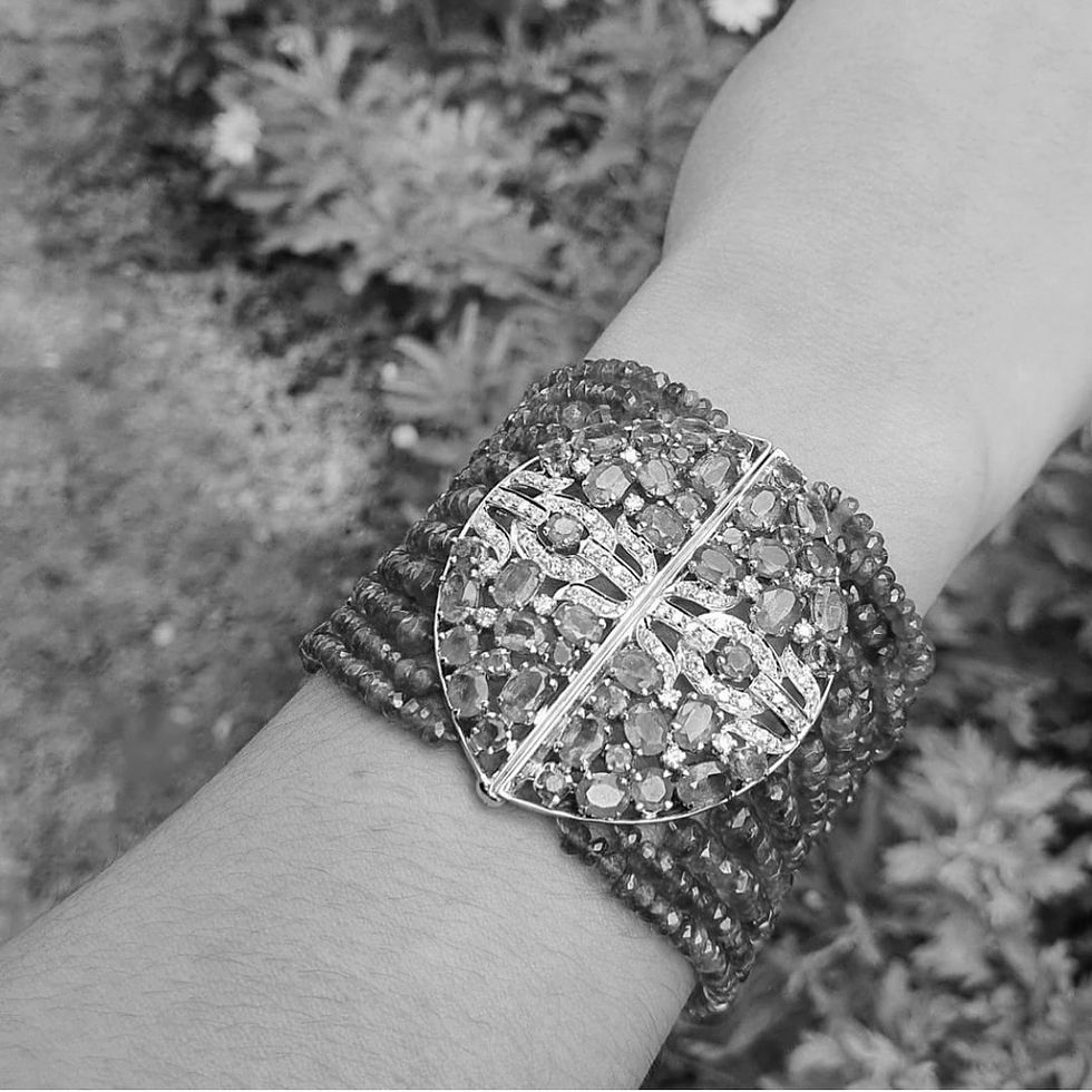 Emerald and Diamond Beads Bracelet