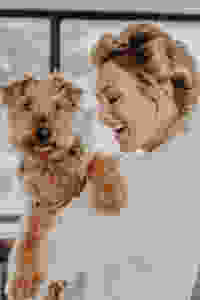Tessa and her welsh terrier Raja shot in her home