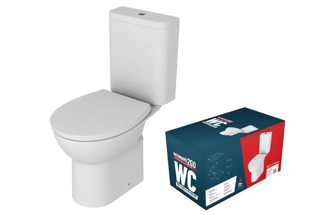 //2Go Close Coupled Rimless WC & Soft Close Seat