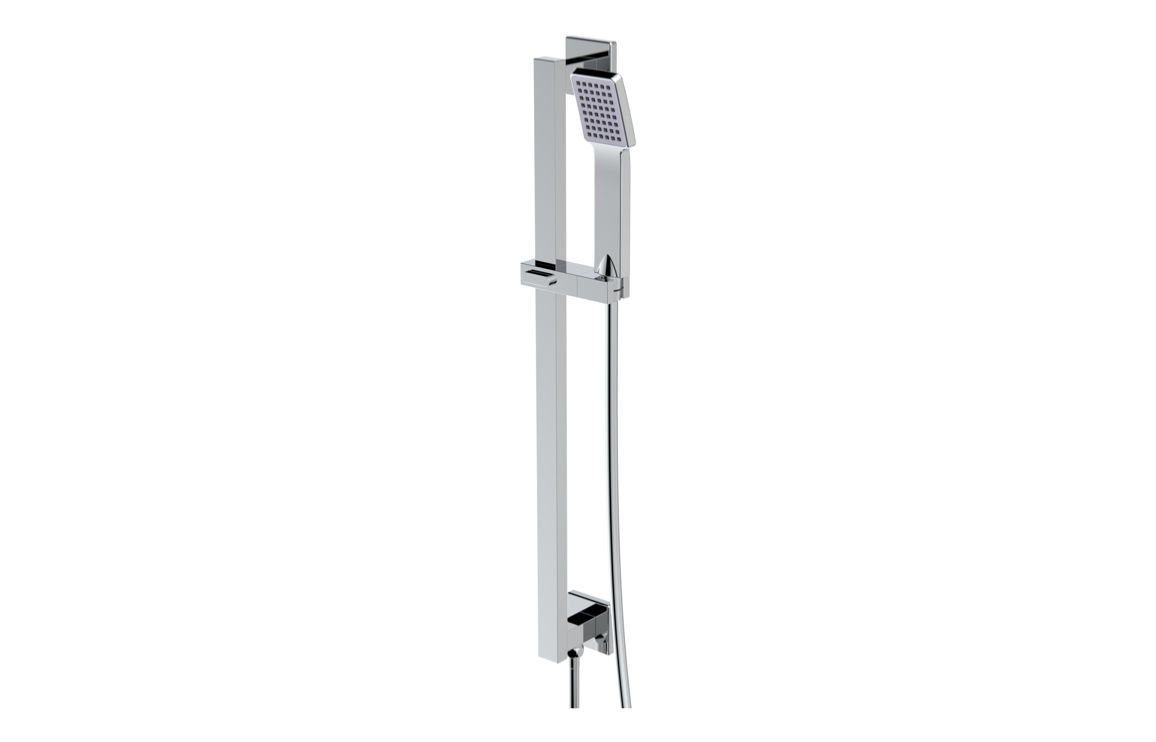 Castro Square Riser Rail Kit w/Elbow & Handset - Chrome