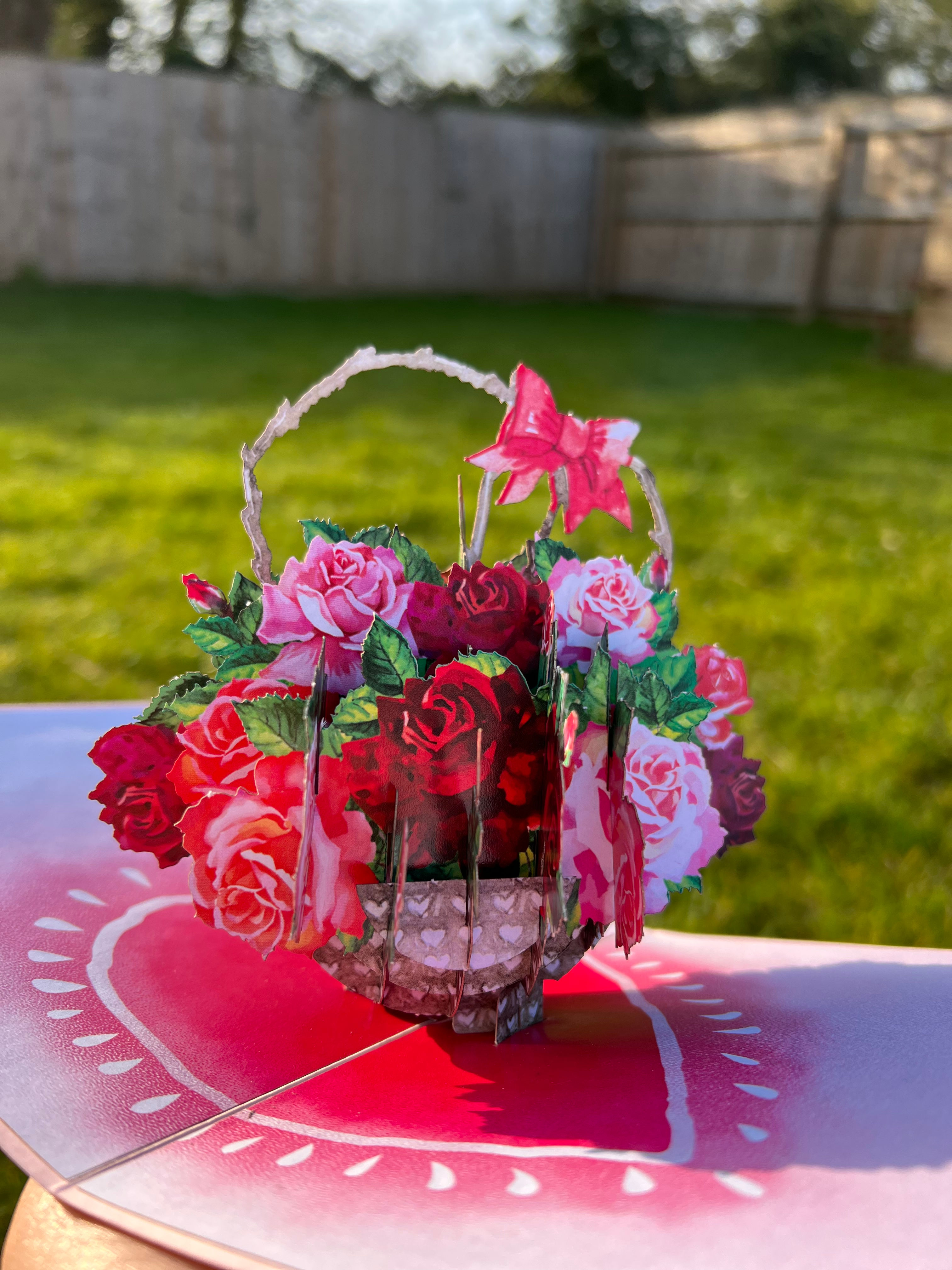 Flower basket pop up card, Thank you, Birthday card