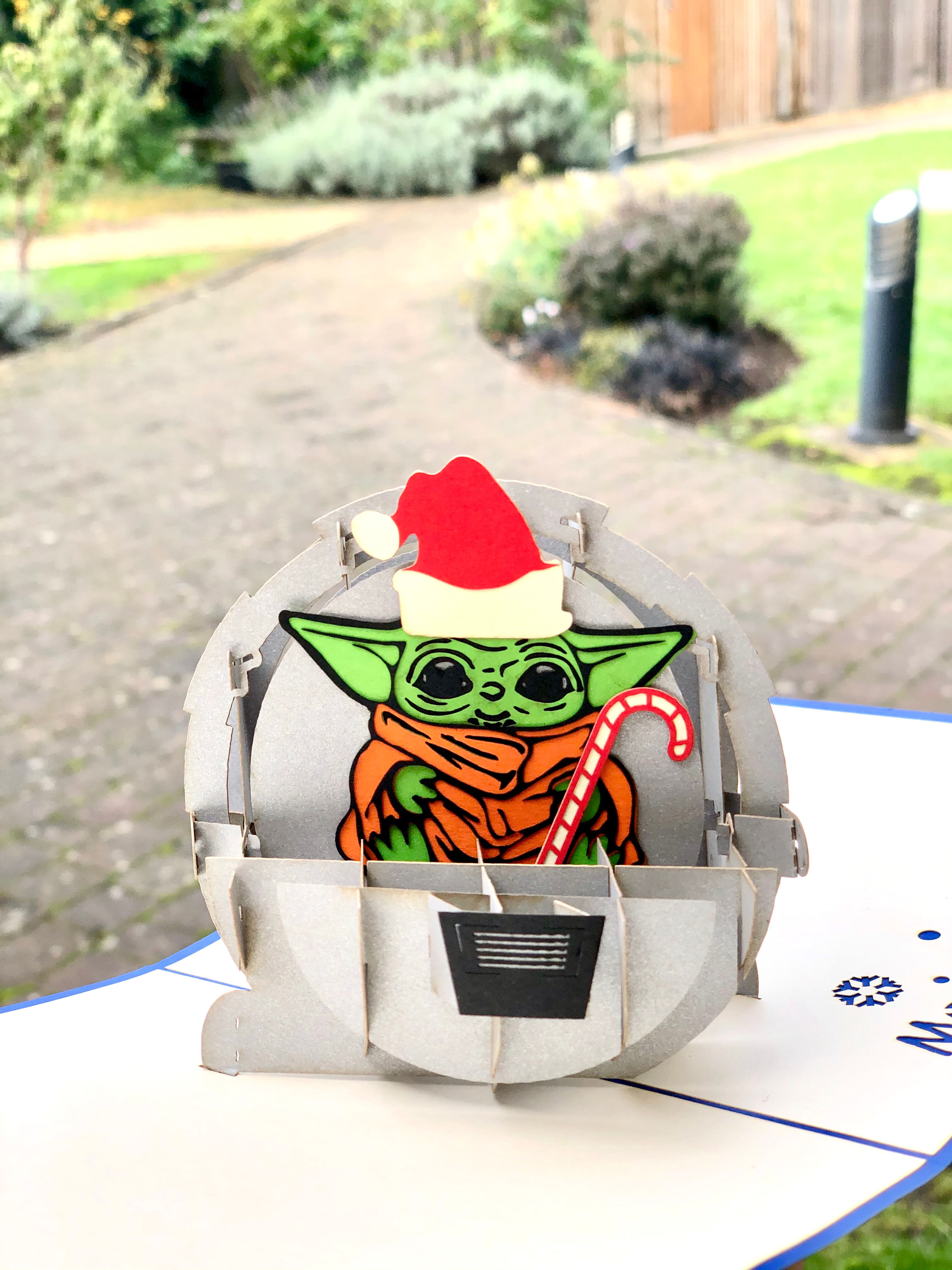 Christmas Baby Yoda card Mandalorian Star Wars pop up card