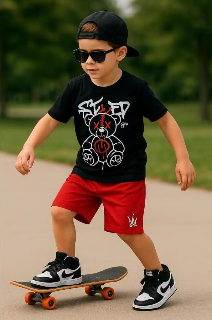 Conjunto infantil short e camisa de Verão menino