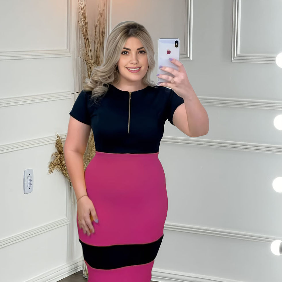 Vestido Midi Bicolor Confortável e Estiloso | Moda Cristã Evangélica