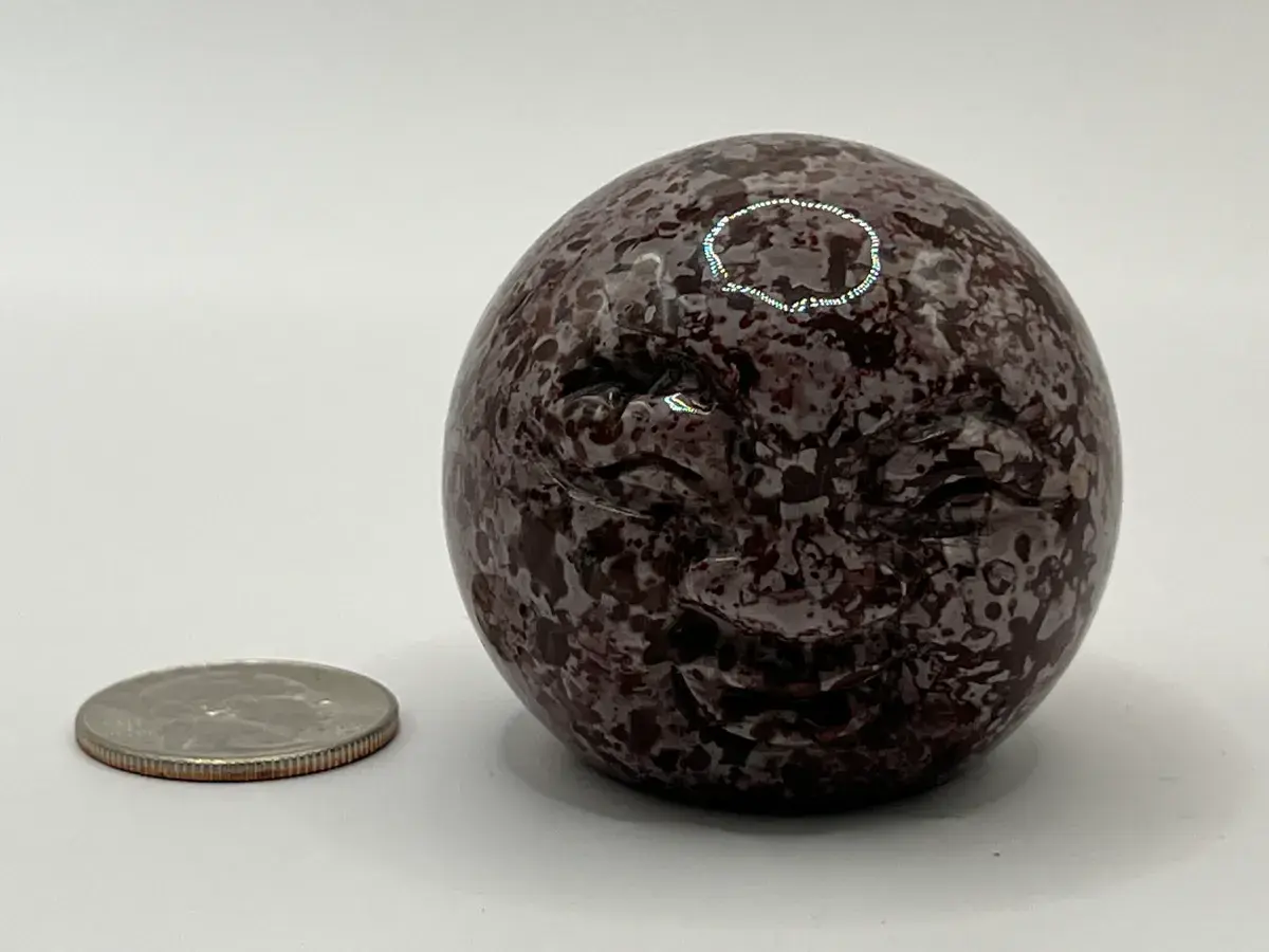 Pink Leopard Jasper Happy Face Sphere