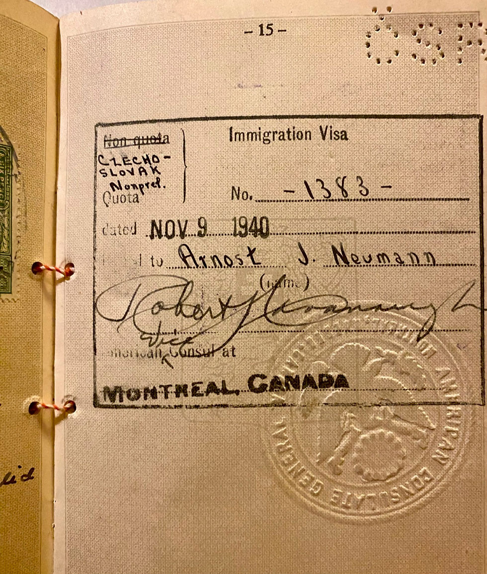 My father's USA immigration visa in Nov. 1940