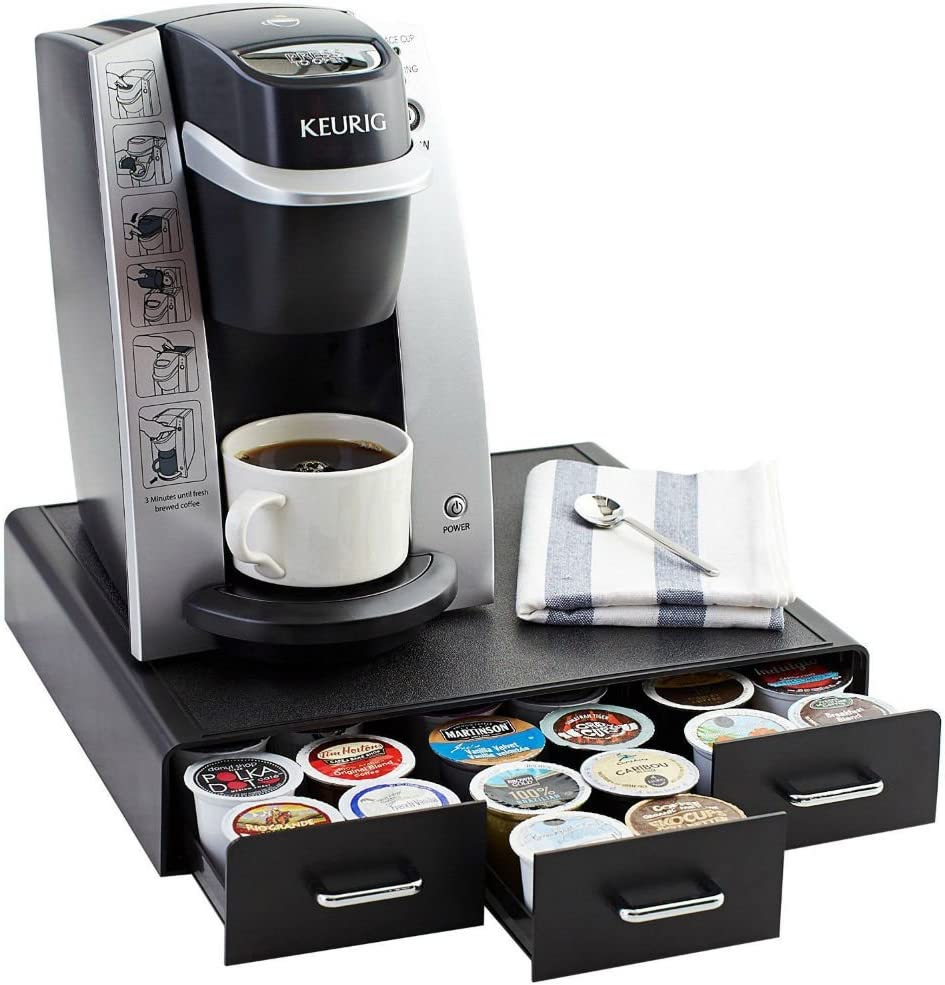 Amazon Basics Coffee Pod Storage Drawer in Black - Suitable for 36 K-Cup Pods