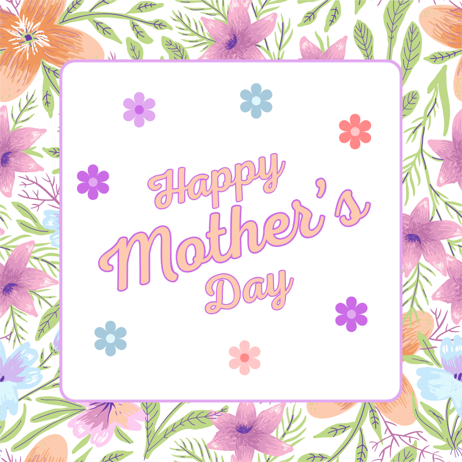 Mother's Day Floral Gift Tag - Printable Digital File - 3x3 - INSTANT DOWNLOAD