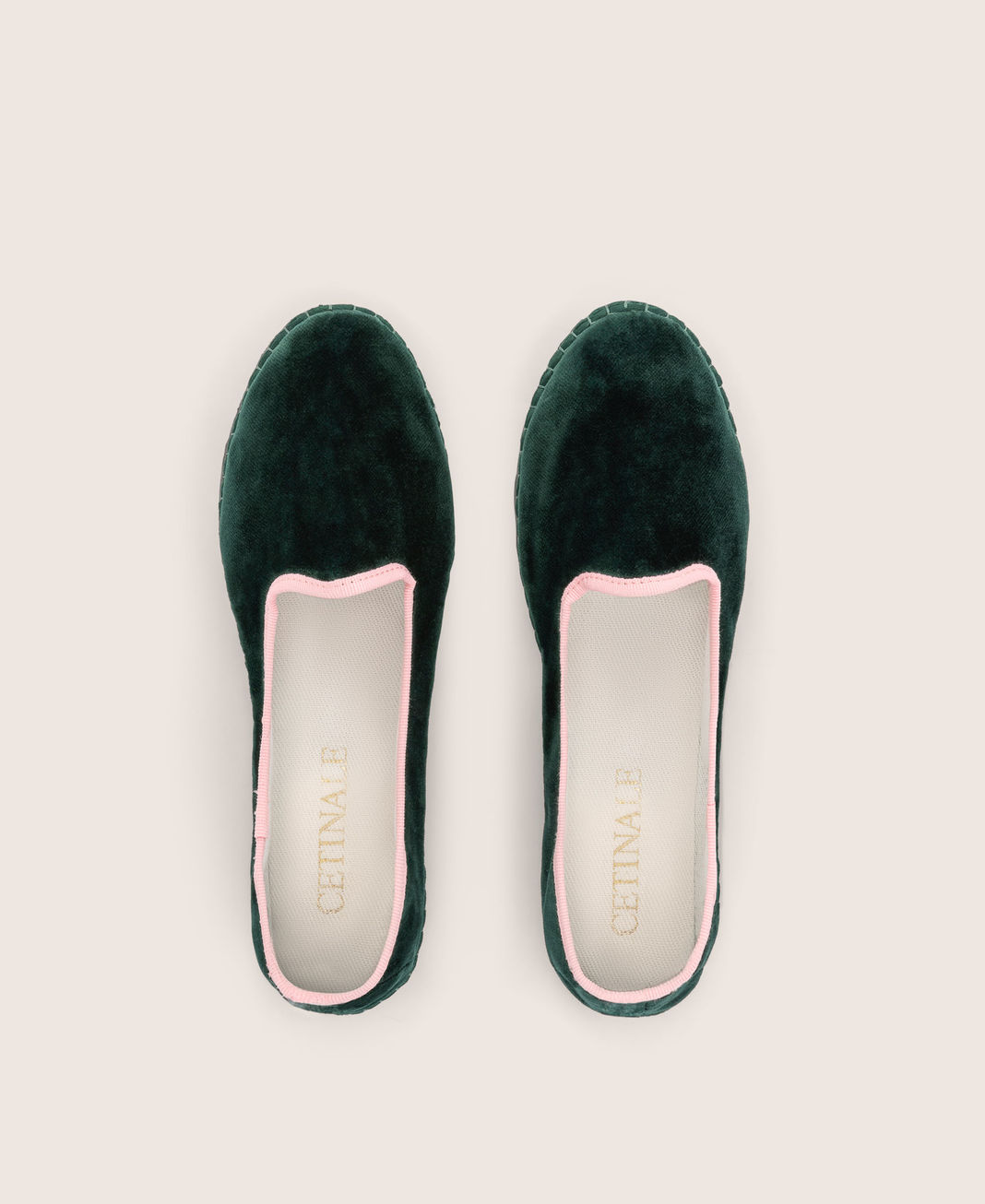 Green Velvet Slippers | Hand made with rubber sole | Made in Italy | Villa Cetinale