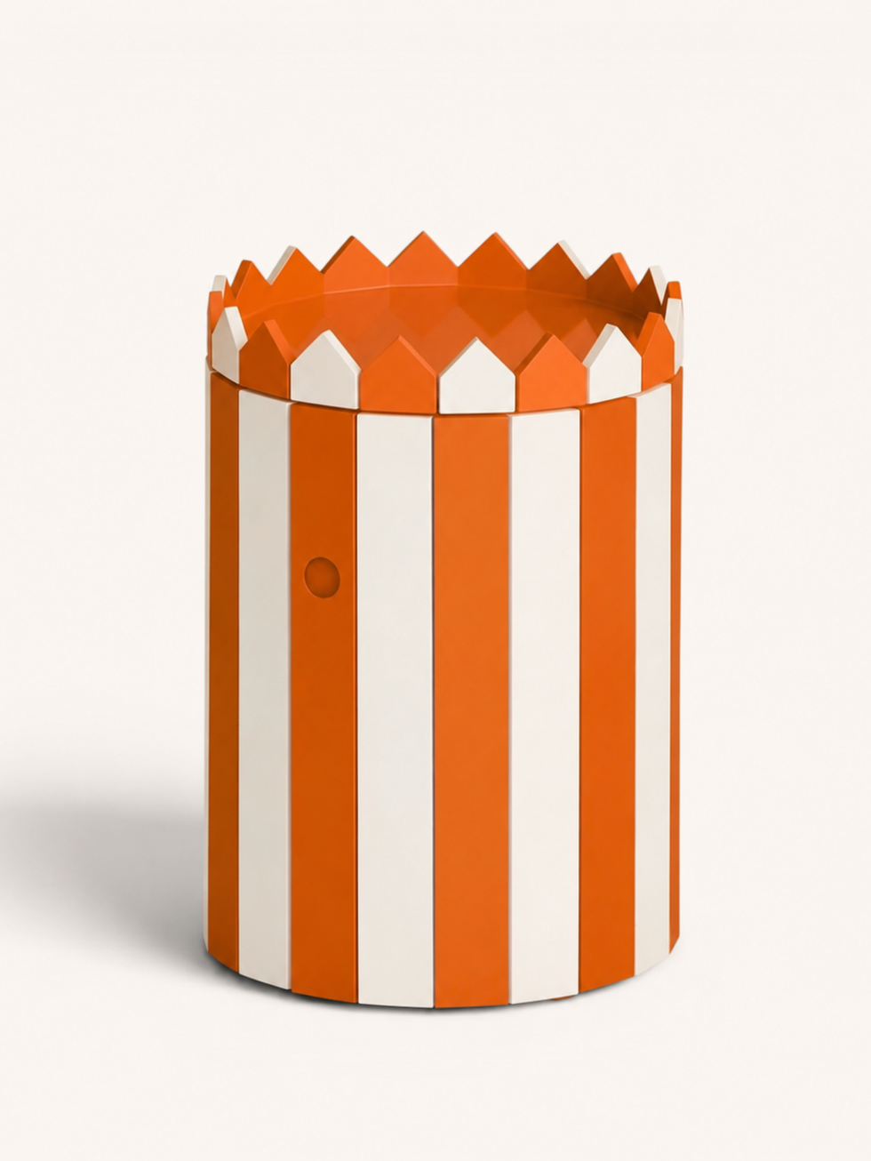 Striped Low Barrel Table & Small Tray Set in Tangerine | Christabel Hart & Co
