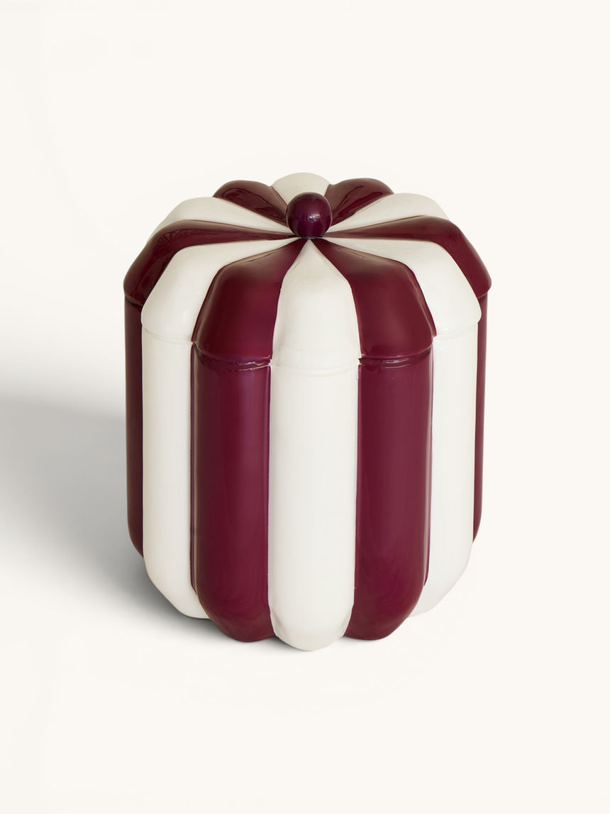 Glossy striped lacquered aluminium ice bucket in plum stripe