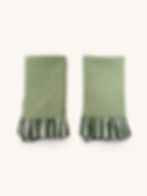 Mint & Forest Green Pastel cotton ruffle napkins with contrasting striped trim, styled on a dining table