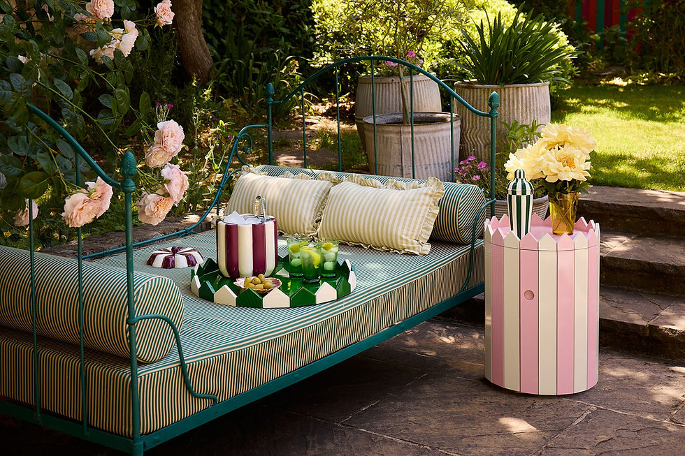 Christabel Hart Striped Lacquered Furniture and Tableware