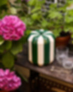 Glossy striped lacquered aluminium ice bucket in Forest Green stripe