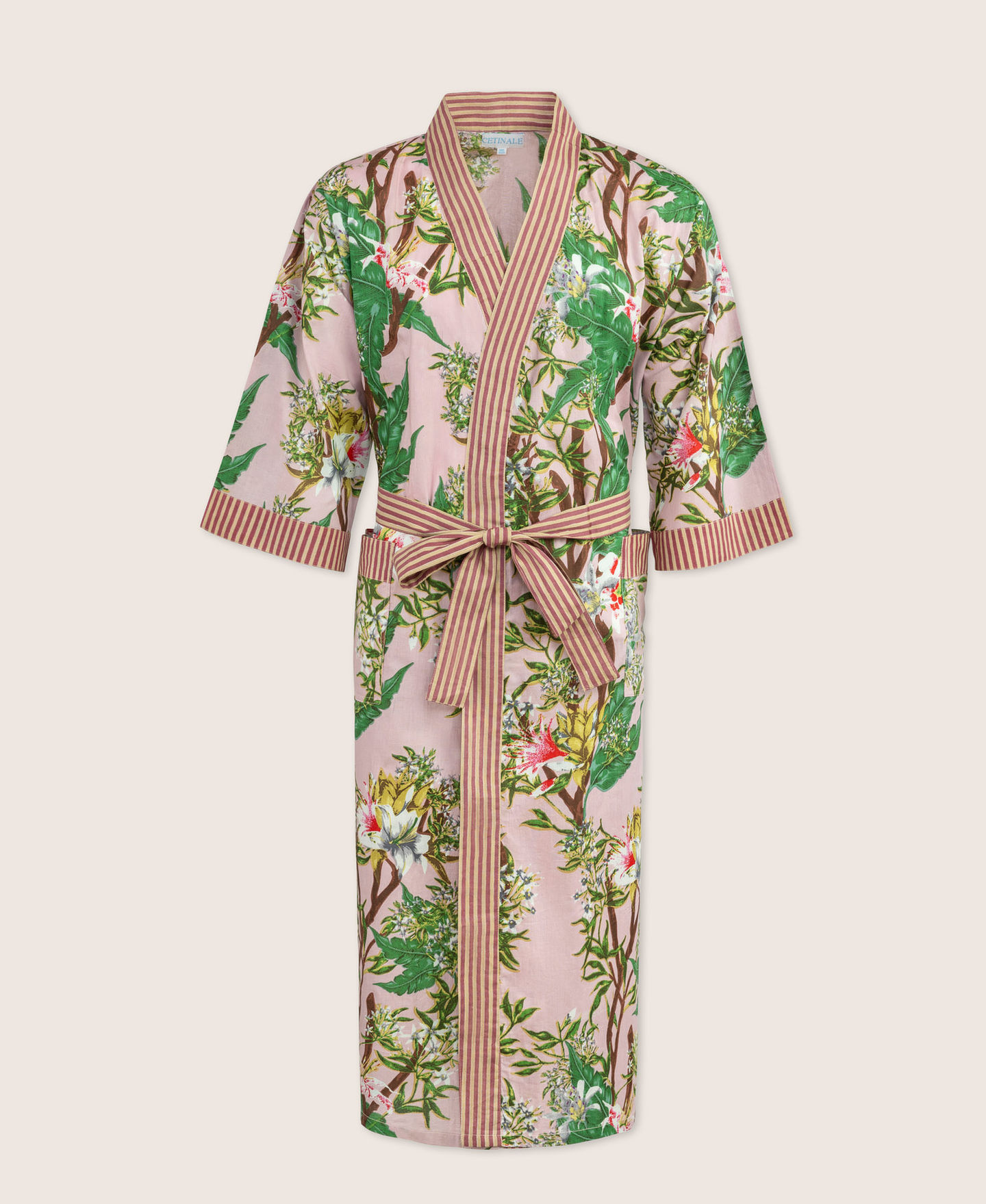 Pink Floral Kimono Robe | Lightweight Cotton | Villa Cetinale