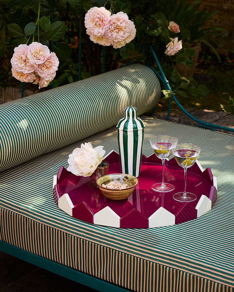 Christabel Hart Striped Lacquered Furniture and Tableware