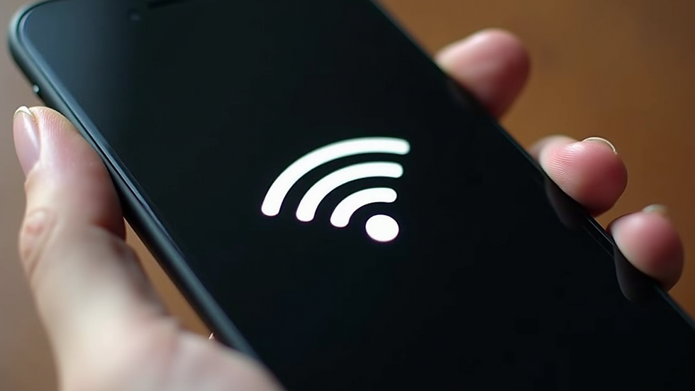 High angle view of a Wi-Fi signal icon on a smartphone screen