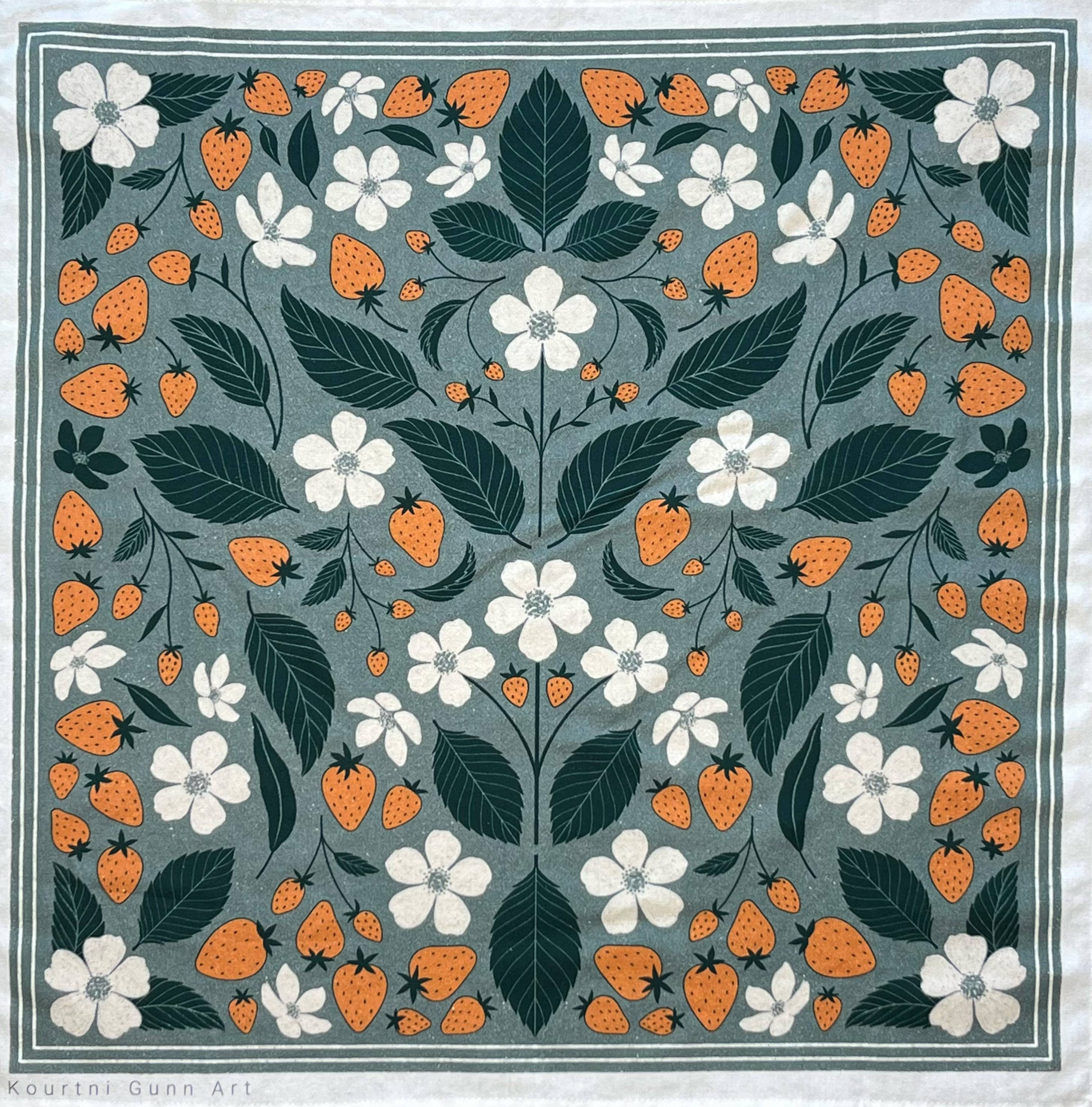 Strawberry Flour Sack Towel | Flower Blossom Tea Towel