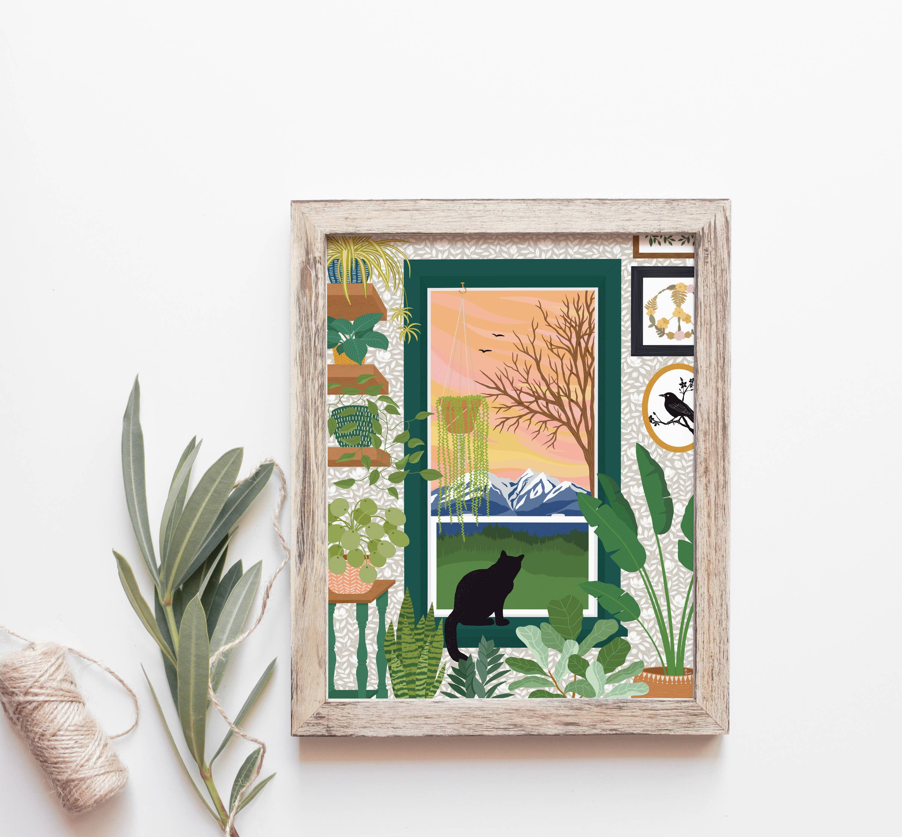Plant Art Print | Black Cat Wall Art